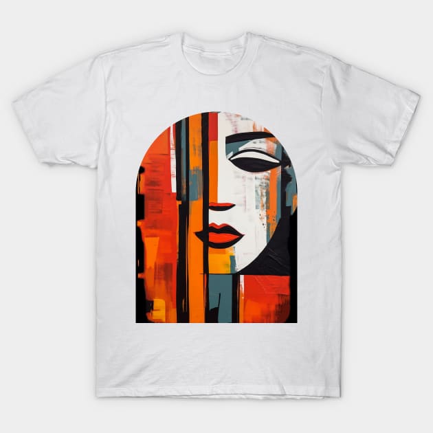 Expressive face, Woman portrait  in abstract painting T-Shirt by fachtali